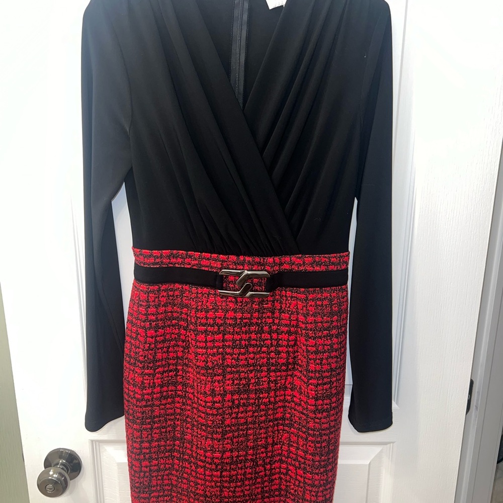 Joseph Ribkoff Black and Red Long Sleeve Dress